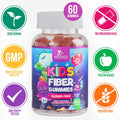 Nature'S Nutrition Kids Fiber Supplement Gummies - No Sugar Added 4g Prebiotic Plant-Based Fiber Blend to Support Kids Regularity Digestive Health & Immune Support - Vegan Raspberry Flavored Gummy Bears - 60 Gummies