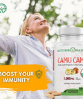 Mother Nature Organics Superfoods For Organic Living Organic Vitamin C From Camu Camu Capsules 1000Mg Packed With Natural Vit C Raw Antioxidants - Immune Support Supplement & Anti-Aging For Skin - Powder Organic Vegan Non-Gmo (120 Count)