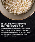 Solgar Earth Source Food Fermented Koji Zinc 25Mg 30 Vegetable Capsules - Higher-Absorption Bioavailable Zinc For Immune & Skin Health - Non-Gmo Vegan No Gluten No Dairy Kosher - 30 Servings