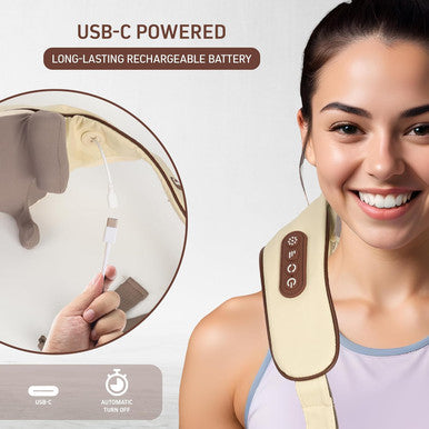 Neck Shoulder Back Massager With Heat, Neck Massager For Pain Relief Deep Tissue, Usb-C Rechargeable, Kneading Massager Shoulder Massager Back Massager For Pain Relief Deep Tissue