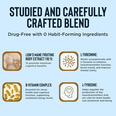 Relaxium BrainIQ Nootropic Brain Supplements for Memory and Focus | Memory Supplement for Brain Health | Cognitive Supplement & Memory Pill with Lion's Mane L-threonine & Coffee Extract | Vegan 60 Capsules