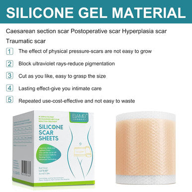 Silicone Scar Sheets - (1.6 X 60 ) Professional Scar Removal Sheets For C-Section, Burn, Acne - Soft Silicone Gel Scar Tape