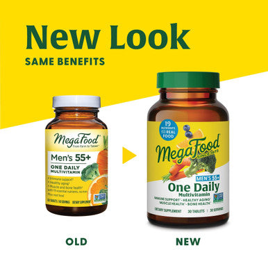 MegaFood Men'S 55+ One Daily - Multivitamin For Men With Vitamin B12 Vitamin C Vitamin D & Zinc - Optimal Aging & Immune Support Supplement - Vegetarian - Made Without 9 Food Allergens - 60 Tabs