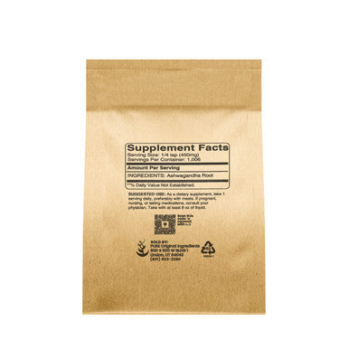 PURE ORIGINAL INGREDIENTS Ashwagandha (1Lb) Natural And Pure, Vegan, Gluten-Free, Lab-Verified