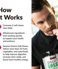 Force Factor Smarter Greens Superfood Chews, Greens and Superfoods with Probiotics, Antioxidants, and Fiber, Greens Supplement to Support Digestion, Nitric Oxide, and Energy,, 60 Soft Chews