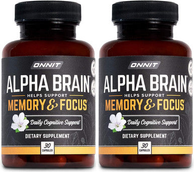 Onnit Alpha Brain Premium Nootropic Brain Supplement - Caffeine- Focus Capsules for Concentration Brain Booster & Memory Support - Cat's Claw Bacopa Oat Straw (30ct 2-Pack)