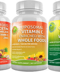 Enhanced Full Immune Cardiovascular and Respiratory System Support Bundle Liposomal Vitamin C Liquid Gel 1100mg with Liposomal Glutathione 500mg and Quercetin with Bromelain Supplement