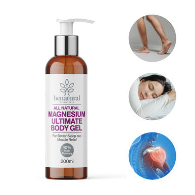 Benatural Essentials Magnesium Gel 200g | High Potency 10% | Fast Absorbing | Supports Muscle Recovery Relaxation & Sleep | Natural Hydration with Aloe Vera | Made in UK | pH Balanced