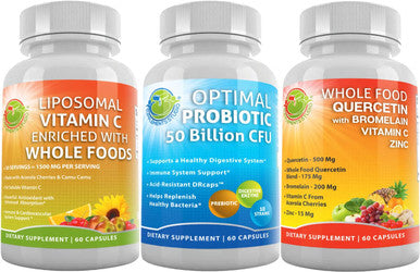 Overall Health Support Liposomal Vitamin C 1500mg Acidophilus Probiotic Vegan Probiotic Prebiotic Supplement Quercetin 500mg with Bromelain Zinc and Vitamin C Supplement