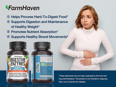 FarmHaven Digestive Enzymes Capsules Digestion Supplements with Probiotics for Bloating Bloat Gas Relief Digest Aid Enzyme Supplement to Boost Gut Health Supplements for Digestive Health