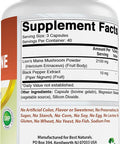 Best Naturals Lions Mane Mushroom Supplement 2100mg - 120 Capsules - Supports Mental Clarity Focus & Immune Health - Added Black Pepper for Maximum Absorption