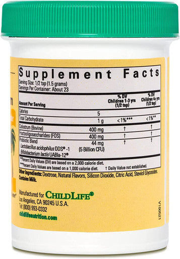 CHILDLIFE ESSENTIALS Colostrum with Probiotics for Infants, Babys, Kids, Toddlers, Children, and Teens 50 Grams Powder