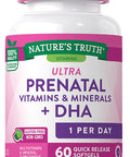 Nature's Truth Prenatal Vitamins with DHA and Folic Acid Softgels, Non GMO & Gluten , 60 Count