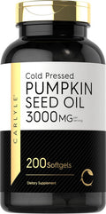 Carlyle Pumpkin Seed Oil Capsules 3000mg | 200 Count | Non-GMO and Gluten Formula | Cold Pressed Dietary Supplement