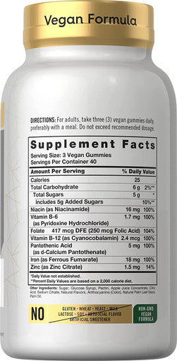 Carlyle Iron Gummies | Plus B-Complex Vitamins | 120 Count | Vegan, Non-GMO, and Gluten Free Supplement for Adults