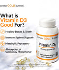 Vitamin D3 Supplement By California Gold Nutrition - Support For Healthy Bones & Teeth - Immune System Support - Gluten Free, Non-Gmo - 125 Mcg (5,000 Iu) - 2 Pack Of 90 Fish Gelatin Softgels Each