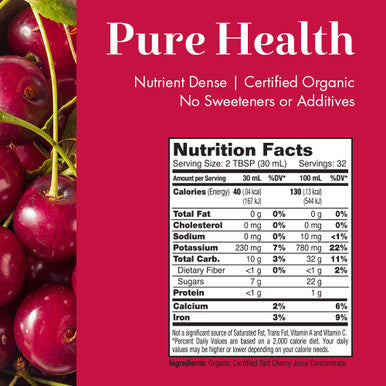 Dynamic Health Laboratories - Certified Organic, Tart Cherry 100% Juice Concentrate, Unsweetened, 32 fl oz (946 ml)