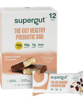 Supergut GLP-1 Boosting Prebiotic Bars Peanut Butter Chocolate - Gut Healthy Protein Snacks & Breakfast Bars - Keto-Friendly Meal Replacement Energy Bars for Gut Health (12 Count)