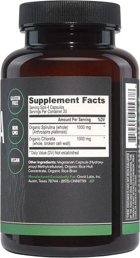 Onnit Spirulina and Chlorella Nutrient Rich Greens Supplement 80ct
