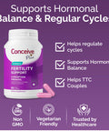 CONCEIVE PLUS Womens Fertility Support Prenatal Multivitamin for Trying to Get Pregnant Conception Blend, Hormonal Balance, Folate, Zinc, Thiamin, Riboflavin, Biotin Non-GMO, Vegan 30 Days