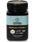 Manuka Hunters UMF 10+/MGO 263+ Certified New Zealand Manuka Honey - 100% Pure Natural Sweetener - Gluten, Dairy Free - Ideal for Tea, Coffee, Smoothies, and Baking - Sustainable - 8.8oz/250g Jar