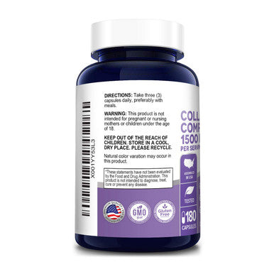 NusaPure Collagen Peptides Complex 1500mg 180caps (Non-GMO & Gluten-Free)