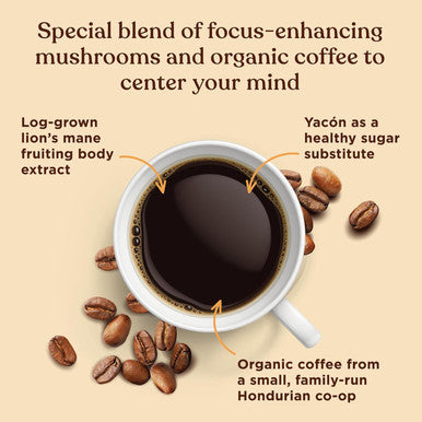 Four Sigmatic Dark Roast Organic Whole Bean Coffee By | Fair Trade Coffee Beans Coated With Lion'S Mane Chaga Mushrooms | Nootropic Mushroom Coffee For Enhanced Brain Function & Immune Support | 12Oz