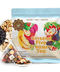 Kidney Tea for Kidney & Liver Health,Ginseng Five Treasures Tea Gifts for Men,Ginseng Wolfberry Red Date Mulberry 6 Natural Herbal Ingredients, Gifts for Women & Men