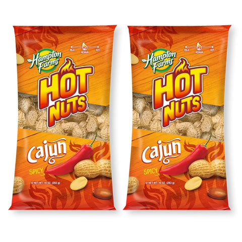 Hampton Farms Hot Nuts Cajun Spicy Peanuts, 10 oz.(Pack of 2)