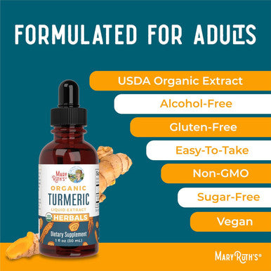 Maryruth Organics Turmeric Curcumin Liquid Drops Sugar | USDA Organic | Organic Turmeric Supplement | Joint Support Supplement | Liver Support | Non-GMO | Gluten | Vegan | 1 Fl Oz