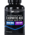 Healthfare D-Aspartic Acid (Daa) 3000Mg | 200 Capsules | Daa Premium Amino Acid | Non-Gmo, Gluten Free Supplement