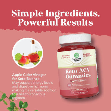 Natures Craft Vegan Advanced Keto ACV Gummies - Keto Apple Cider Vinegar Gummies Sugar Delicious Formula for Slimming Cleanse and Detox Goals - Non GMO Apple Cider Vinegar Gummies with The Mother (2 Months)