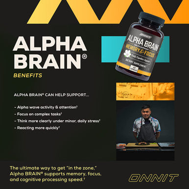 Onnit Alpha Brain Premium Nootropic Brain Supplement 90 Count for Men Women Caffeine Focus Capsules for Concentration Brain Memory Support Brain Booster Cats Claw Bacopa Oat Straw