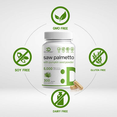 Deal Supplement Saw Palmetto Supplement 5000mg with Pumpkin Seed 300 Capsules | Promotes Prostate Health | DHT Blocker | Hair Growth Vitamins Maintain Normal Urinary Frequency