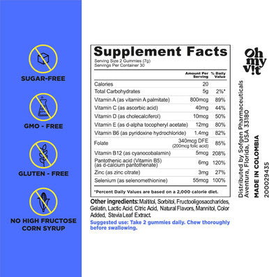 Oh My Vit For Ellos Men S Multivitamin Gummy With Vitamins C, E, And Zinc, Sugar Berry Flavor, 60 Count