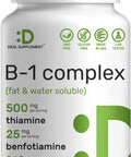 Deal Supplement Vitamin B1 500mg with Benfotiamine 240 Capsules 2 in 1 Enhanced Formula Fat & Water Soluble Thiamine B1 Supplement Third Party Tested Non-GMO No Gluten