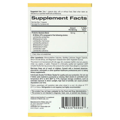 California Gold Nutrition Lactobif Probiotics, 30 Billion Cfu, 60 Veggie Capsules