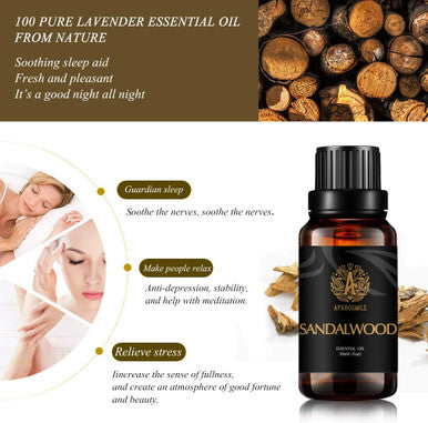 Sandalwood Aromatherapy Essential Oil Fragrance, 100% Pure Sandalwood Scent Essential Oil for Diffuser, Humidifier, 1oz - 30ml Therapeutic Grade Aromatherapy Sandalwood Essential Oil Perfume for Home