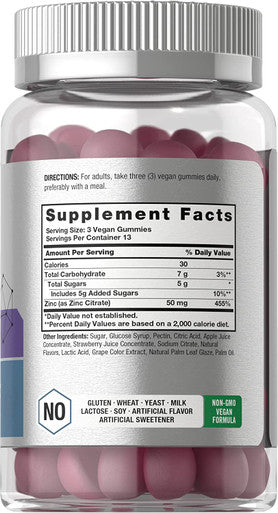 Zinc Gummies | 40 Count | Vegan, Non-GMO, Gluten Free | Mixed Berry Flavor | by Horbaach