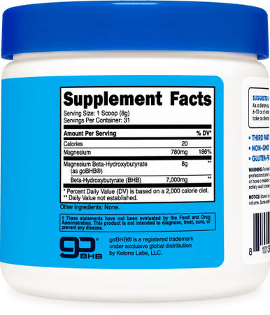 Nutricost Magnesium BHB Salts Exogenous Ketone Supplement 6.5g Beta-Hydroxybutyrate Per Serving 250 Grams