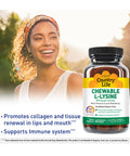 Country Life Chewable L-Lysine 600Mg - 60 Tabs - Supports Immune Health - Supports Natural Collagen Production - Vitamin D - Elderberry - Great Taste