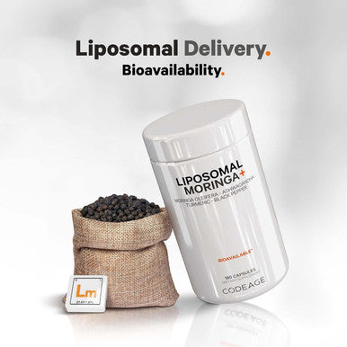 Codeage Liposomal Moringa+ Supplement 400mg Moringa 50:1 Extract - 20000mg Moringa Oleifera Leaf Equivalent - Turmeric Ashwagandha Black Pepper 3-Month Supply Vegan Moringa Powder - 180 Capsules