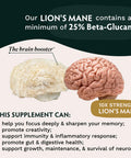 TRIBE ORGANICS Lion's Mane Supplement 1800mg Mushroom Extract Powder 120 Vegan Capsules