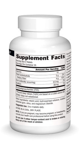 Source s FOS 1000 mg Fructooligosaccharides Probiotic Enhancer - 100 Tablets