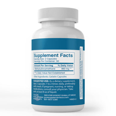 PURE ORIGINAL INGREDIENTS Msm, (100 Capsules) Always Pure, No Additives Or Fillers, Lab Verified