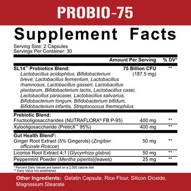 Rich Piana 5% Nutrition Digestive Defender | Probio-75 & Digestive Enzymes Digestion Supplement | Premium Quality Digestive Enzymes with Probiotics and Prebiotic Fiber | 120 Gelatin Capsules (30 Svgs)