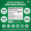 Zazzee Extra Strength French Maritime Pine Bark Extract, 350 Mg Per Capsule, 180 Vegan Capsules, 95% Proanthocyanidins, 6 Month