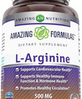 Amazing Nutrition Formulas L-Arginine Supplement | 500 Mg Per Serving | Capsules | Amino Acid Supplement for Men & Women | Non-GMO | Gluten | Made in USA (500 Count)