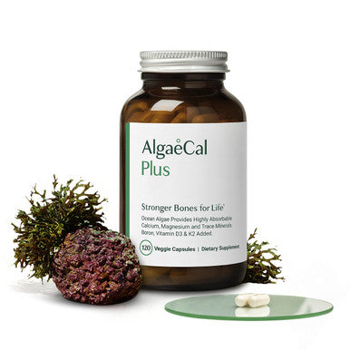 ALGAECAL Plus - Calcium Supplement for Women & Men - Natural Organic Red Algae with Vitamin D3 & K2, Magnesium and 13 Trace Minerals for Bone Health, Easy to Swallow 120 Veggie Caps