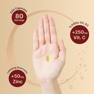 Naturebell Zinc Quercetin With Vitamin C & D3, 240 Capsules Quercetin 1,000Mg, 4 In 1 Zinc 50Mg, Vitamin C 250Mg, Vitamin D3 5,000 Iu ÃƒÂ¢Ã¢â€šÂ¬Ã¢â‚¬Å“ Zincvanta Advanced Immune Defense & Lung Support